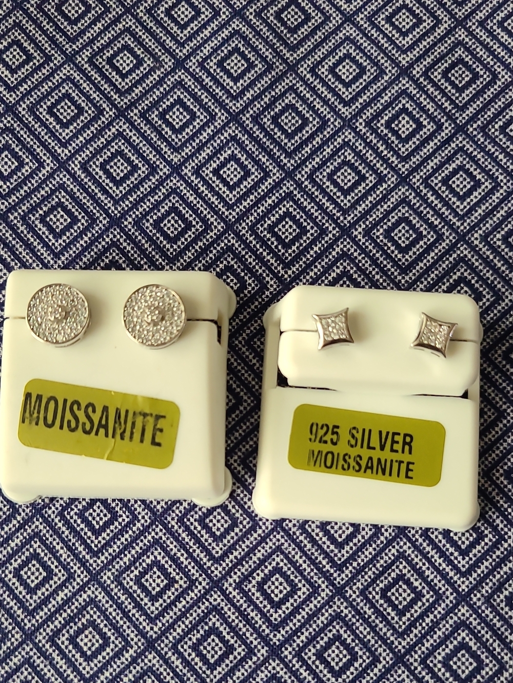 Sterling Silver Moissanite Stud Earrings - Round & Square